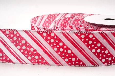 Nastro in Rame a Strisce Candy Cane Bianche & Pois_KF9451GC-1-1