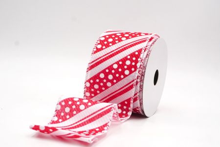Nastro in Rame a Strisce Candy Cane Bianche & Pois_KF9451GC-1-1
