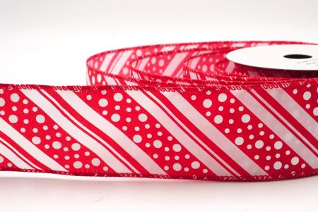 Nastro in Rame a Strisce Candy Cane Bianche, Rosse & Pois_KF9452GC-1-7
