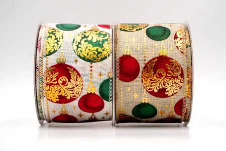 Christmas Bauble with Gold Accent Wired Ribbon - Christmas Bauble with Gold Accent Wired Ribbon