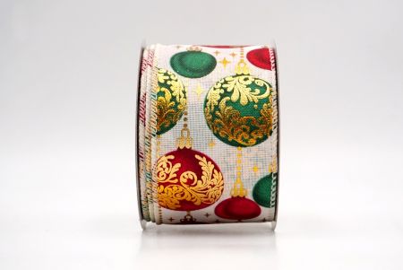 Kermanvärinen joulupallo kultaisella korostuksella langallinen nauha_KF9453GC-2-2