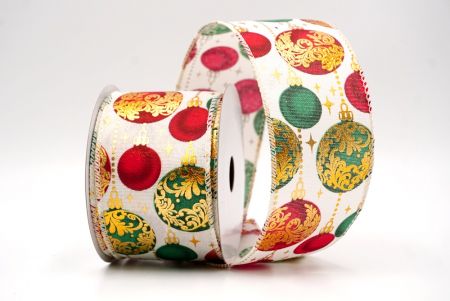 Kermanvärinen joulupallo kultaisella korostuksella langallinen nauha_KF9453GC-2-2