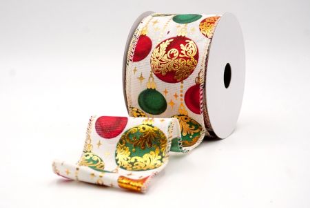 Kermanvärinen joulupallo kultaisella korostuksella langallinen nauha_KF9453GC-2-2