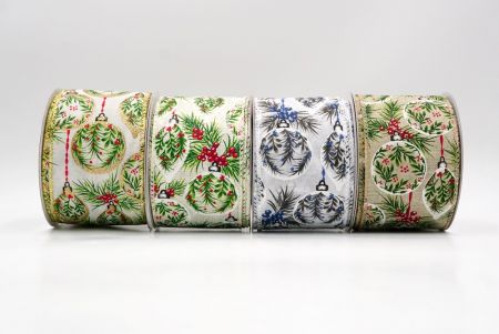 Winter Pine and Berry Ornament Wired Ribbon - Winter Pine and Berry Ornament Wired Ribbon