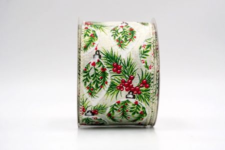 Cream_Winter Pine and Berry Ornament Wired Ribbon_KF9455GC-2-2