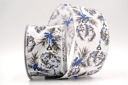 White_Winter Pine and Berry Ornament Wired Ribbon_KF9456GC-1-1
