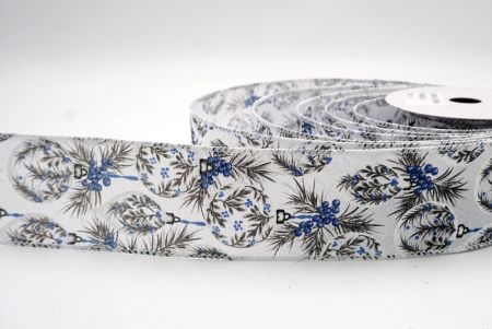 White_Winter Pine and Berry Ornament Wired Ribbon_KF9456GC-1-1