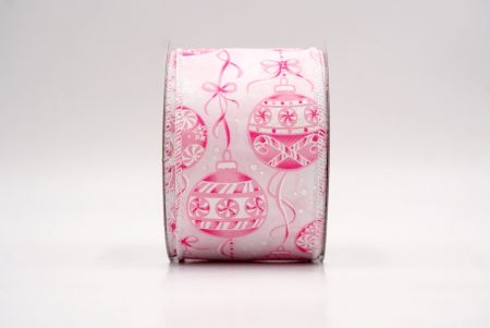 Valkoinen/vaaleanpunainen_Joulupallot ja nauhat langallinen nauha_KF9458GC-1M-1