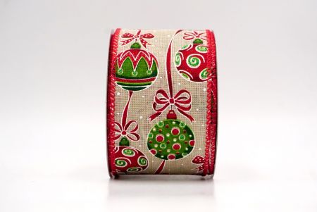 Khaki/Punainen_Joulu koristeet ja nauhat johdotettu nauha_KF9459GC-13-7