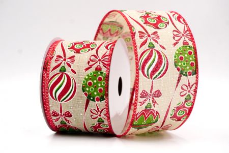 Khaki/Punainen_Joulu koristeet ja nauhat johdotettu nauha_KF9459GC-13-7