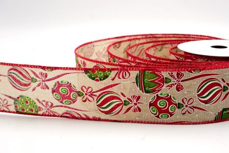 Khaki/Punainen_Joulu koristeet ja nauhat johdotettu nauha_KF9459GC-13-7