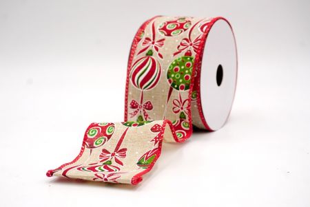 Khaki/Punainen_Joulu koristeet ja nauhat johdotettu nauha_KF9459GC-13-7