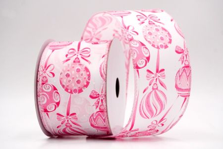 Valkoinen/Ruusu_Joulu koristeet ja nauhat johdotettu nauha_KF9460GC-1-5