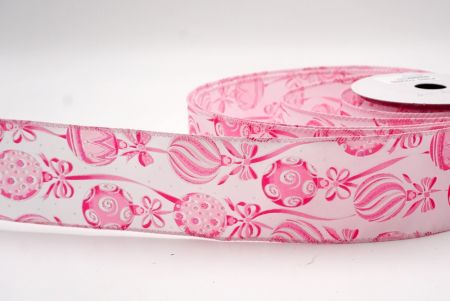 Valkoinen/Ruusu_Joulu koristeet ja nauhat johdotettu nauha_KF9460GC-1-5