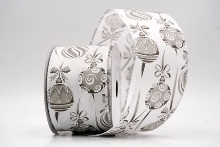 Valkoinen/Harmaa_Joulu koristeet ja nauhat johdotettu nauha_KF9460GC-1L-1