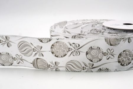 Valkoinen/Harmaa_Joulu koristeet ja nauhat johdotettu nauha_KF9460GC-1L-1