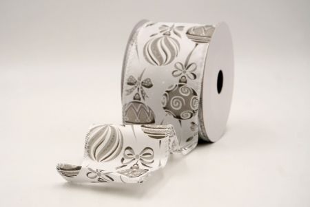 Valkoinen/Harmaa_Joulu koristeet ja nauhat johdotettu nauha_KF9460GC-1L-1