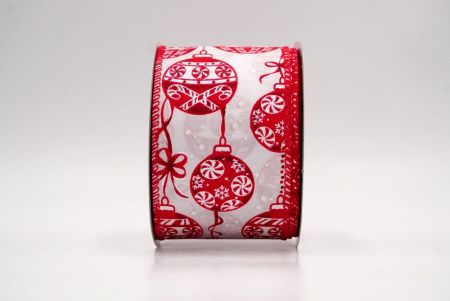 Valkoinen/Punainen_Joulu koristeet ja nauhat johdotettu nauha_KF9460GC-1R-7