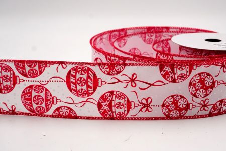 Valkoinen/Punainen_Joulu koristeet ja nauhat johdotettu nauha_KF9460GC-1R-7