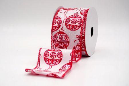 Valkoinen/Punainen_Joulu koristeet ja nauhat johdotettu nauha_KF9460GC-1R-7