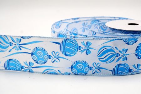 Valkoinen/Sininen_Joulu koristeet ja nauhat johdotettu nauha_KF9460GC-1T-216