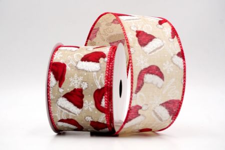 Red/Khaki_HO HO HO and Santa Hat Wired Ribbon_KF9461GC-13-7