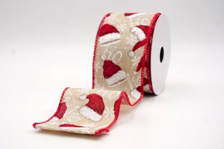 Red/Khaki_HO HO HO and Santa Hat Wired Ribbon_KF9461GC-13-7