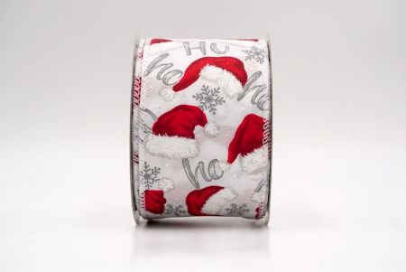 White_HO HO HO and Santa Hat Wired Ribbon_KF9462GC-1-1