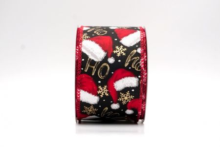 Black/Red_HO HO HO and Santa Hat Wired Ribbon_KF9462GC-53-7