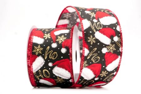 Black/Red_HO HO HO and Santa Hat Wired Ribbon_KF9462GC-53-7