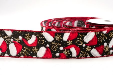 Black/Red_HO HO HO and Santa Hat Wired Ribbon_KF9462GC-53-7