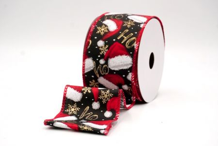 Black/Red_HO HO HO and Santa Hat Wired Ribbon_KF9462GC-53-7