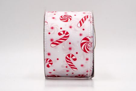 Weiß_Weihnachts-Pfefferminzwirbel und Zuckerstangen-Drahtband_KF9463GC-1N-1