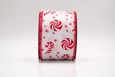 Weiß/Rot_Weihnachts-Pfefferminzwirbel und Zuckerstangen-Drahtband_KF9464GC-1-7
