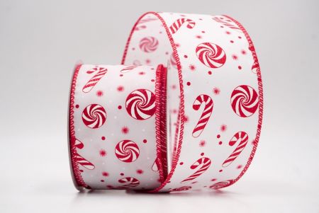 Weiß/Rot_Weihnachts-Pfefferminzwirbel und Zuckerstangen-Drahtband_KF9464GC-1-7