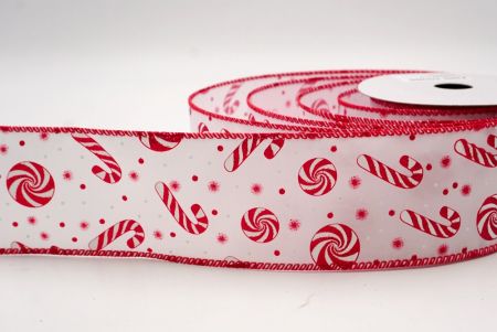 Weiß/Rot_Weihnachts-Pfefferminzwirbel und Zuckerstangen-Drahtband_KF9464GC-1-7