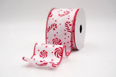 Weiß/Rot_Weihnachts-Pfefferminzwirbel und Zuckerstangen-Drahtband_KF9464GC-1-7