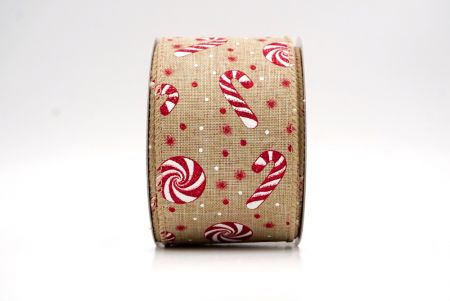 Khaki_Weihnachts-Pfefferminzwirbel und Zuckerstangen-Drahtband_KF9465GC-13-183