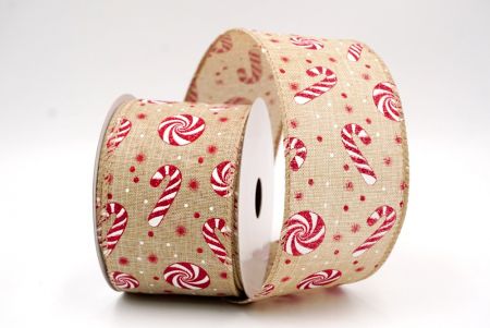 Khaki_Weihnachts-Pfefferminzwirbel und Zuckerstangen-Drahtband_KF9465GC-13-183