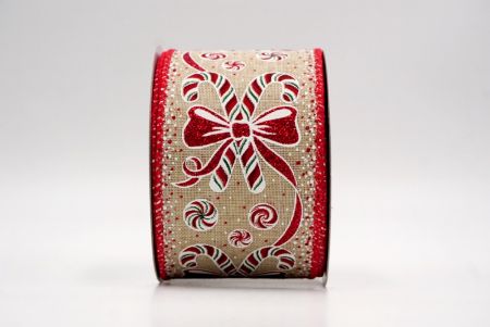 Khaki/Rot_Weihnachts-Pfefferminzwirbel und Zuckerstangen-Drahtband_KF9466GC-13-7