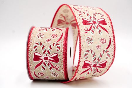 Khaki/Rot_Weihnachts-Pfefferminzwirbel und Zuckerstangen-Drahtband_KF9466GC-13-7