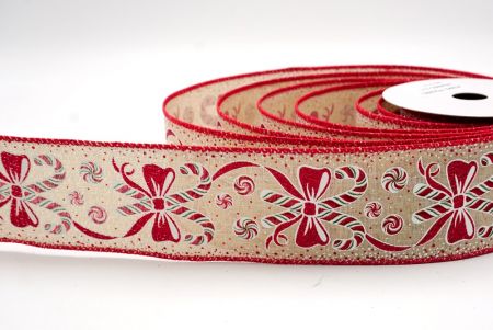 Khaki/Rot_Weihnachts-Pfefferminzwirbel und Zuckerstangen-Drahtband_KF9466GC-13-7