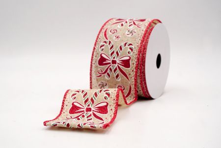 Khaki/Rot_Weihnachts-Pfefferminzwirbel und Zuckerstangen-Drahtband_KF9466GC-13-7