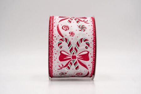 Weiß/Rot_Weihnachts-Pfefferminzwirbel und Zuckerstangen-Drahtband_KF9467GC-1-7