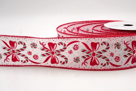 Weiß/Rot_Weihnachts-Pfefferminzwirbel und Zuckerstangen-Drahtband_KF9467GC-1-7