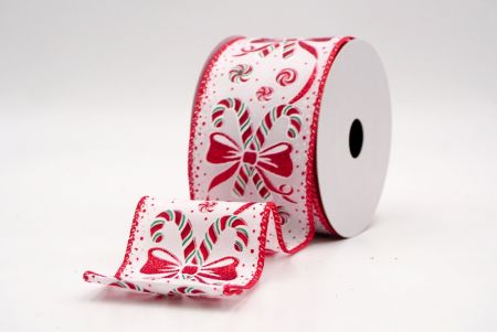 Weiß/Rot_Weihnachts-Pfefferminzwirbel und Zuckerstangen-Drahtband_KF9467GC-1-7