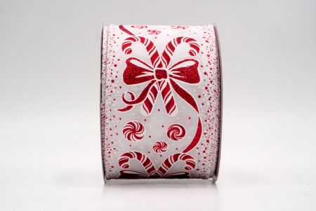 Weiß_Weihnachts-Pfefferminzwirbel und Zuckerstangen-Drahtband_KF9467GC-1R-1