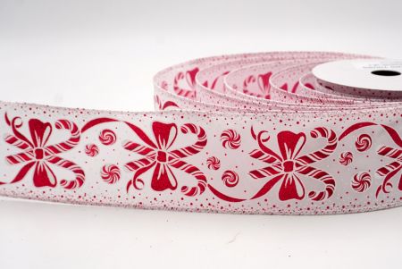 Weiß_Weihnachts-Pfefferminzwirbel und Zuckerstangen-Drahtband_KF9467GC-1R-1