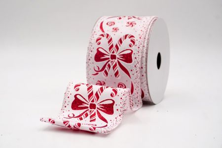 Weiß_Weihnachts-Pfefferminzwirbel und Zuckerstangen-Drahtband_KF9467GC-1R-1