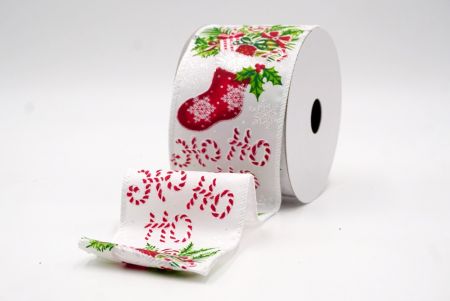 Cinta de alambre de calcetín navideño blanca Ho Ho Ho_KF9469GC-1-1